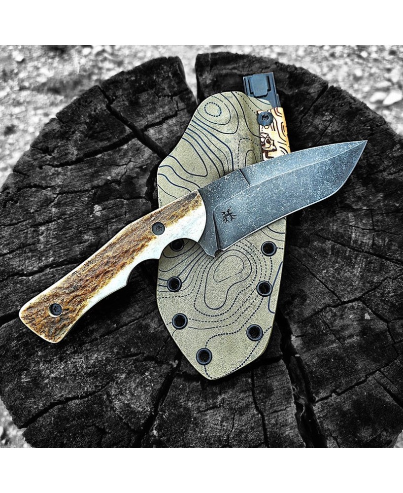 Kodiak Knife – AEB-L Steel Hunting Knife with Antler Handle