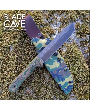 Custom Damascus Bushcraft Knife – Firehose Micarta Handle