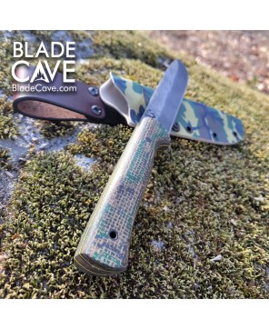 Custom Damascus Bushcraft Knife – Firehose Micarta Handle