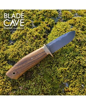 Handmade Damascus Bushcraft Knife – Camo Micarta Handle