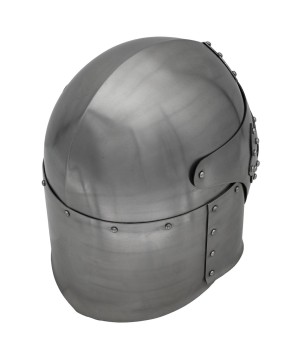 Full Face Sugar Loaf Helm – 16-Gauge Medieval Armor with Leather