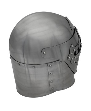 Full Face Sugar Loaf Helm – 16-Gauge Medieval Armor with Leather