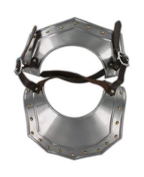 Renaissance Armor Gorget – 18-Gauge Steel Neck Plate with Brass Studs