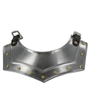 Renaissance Armor Gorget – 18-Gauge Steel Neck Plate with Brass Studs