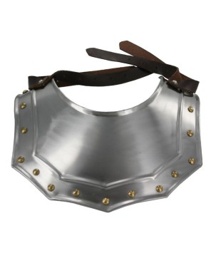 Renaissance Armor Gorget – 18-Gauge Steel Neck Plate with Brass Studs