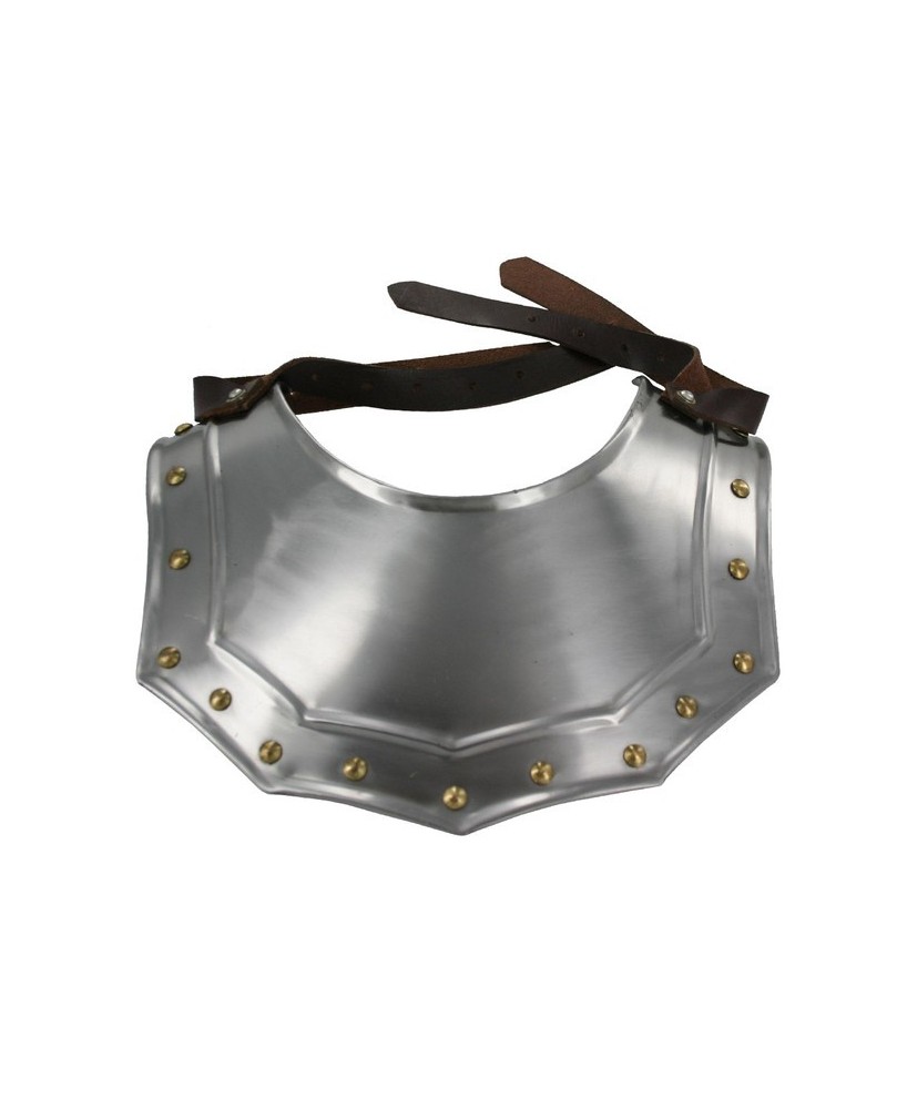 Renaissance Armor Gorget – 18-Gauge Steel Neck Plate with Brass Studs