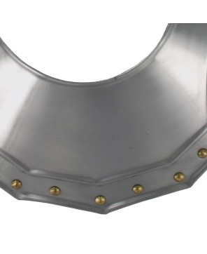 Renaissance Armor Gorget – 18-Gauge Steel Neck Plate with Brass Studs