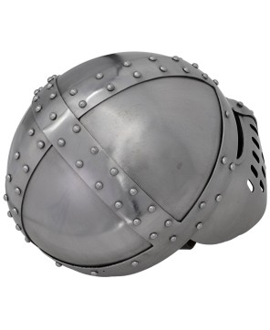 Crusader Helmet – 18-Gauge Steel Armor with Cross Motif & Leather Line