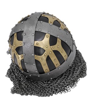 Viking Combat Helmet – Steel Battle Armor with Chainmail & Nose Guard