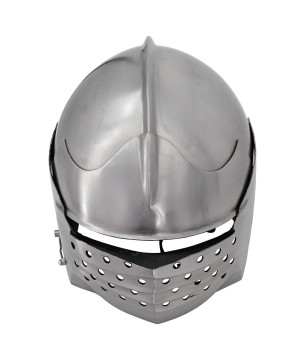 Bellow Face Sallet Helmet – Medieval Steel Armor with Leather Liner