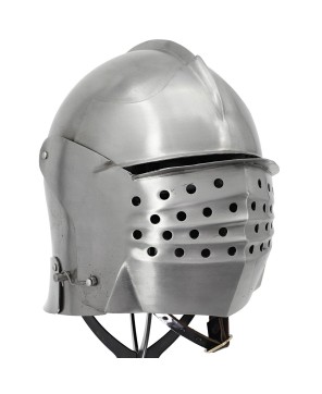 Bellow Face Sallet Helmet – Medieval Steel Armor with Leather Liner