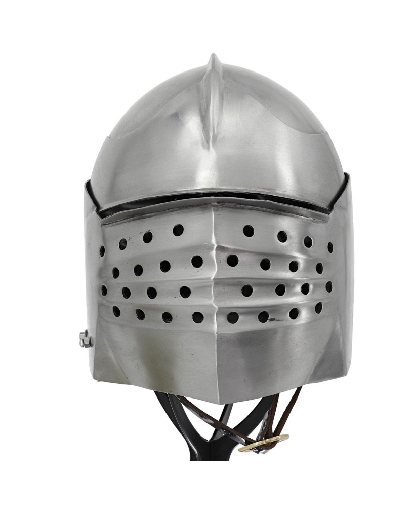 Bellow Face Sallet Helmet – Medieval Steel Armor with Leather Liner