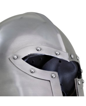 Bearded Combatant 16G Steel Barbuta Helmet – Medieval Armor