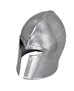 Bearded Combatant 16G Steel Barbuta Helmet – Medieval Armor