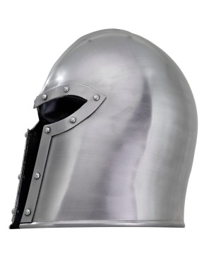 Bearded Combatant 16G Steel Barbuta Helmet – Medieval Armor