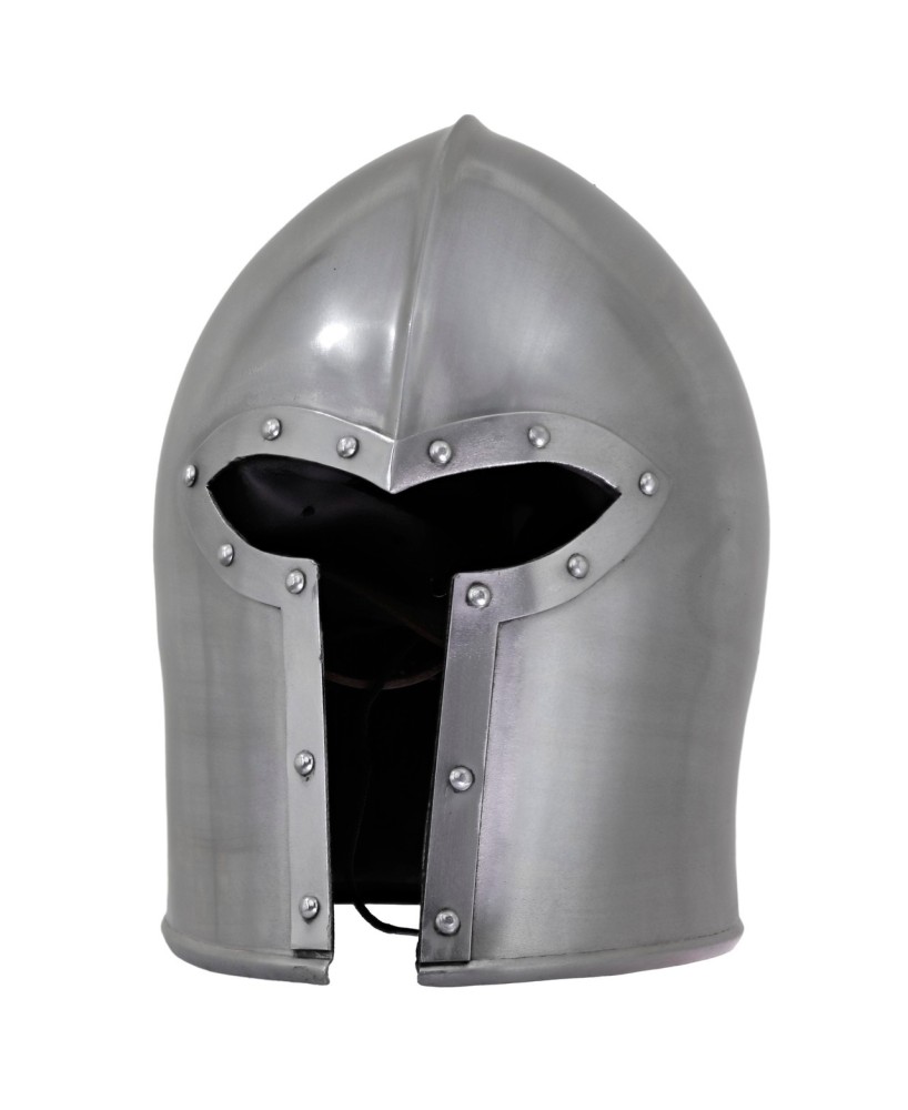 Bearded Combatant 16G Steel Barbuta Helmet – Medieval Armor