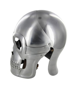 Fantasy Knight Skull Helmet – 18G Steel Battle Armor & Leather Liner