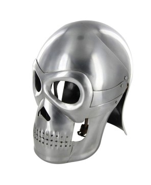 Fantasy Knight Skull Helmet – 18G Steel Battle Armor & Leather Liner