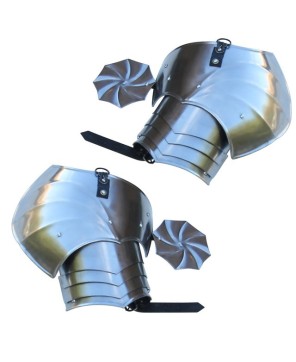 Pauldrons Asymmetrical with Rondel – Steel Shoulder Armor