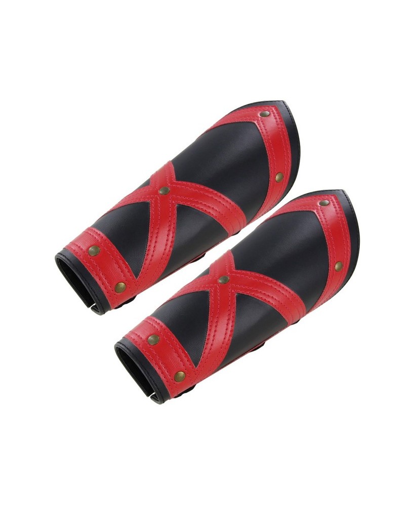 Medieval Leather Bracers – Bold Red and Black Statement Armor