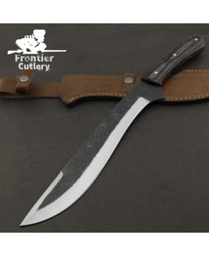 Hand-Forged Carbon Steel Machete – Wood Handle, Leather Sheath