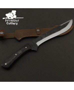 Hand-Forged Carbon Steel Machete – Wood Handle, Leather Sheath