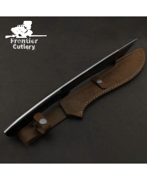 Hand-Forged Carbon Steel Machete – Wood Handle, Leather Sheath