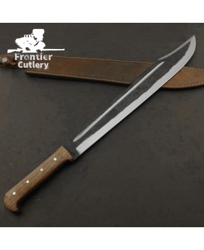 Hand-Forged Carbon Steel Machete – 21" Blade, Wood Handle, Sheath