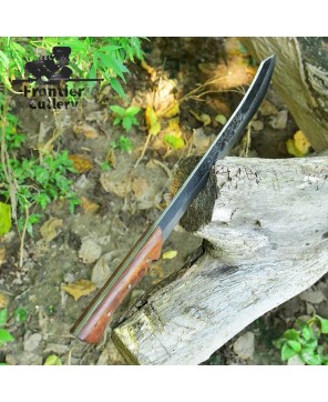 Handmade Carbon Steel Machete – 20" Blade, Wood Handle, Leather Sheath