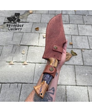 Custom Handcrafted Heavy Duty Machete – 11" Blade, Leather Sheath