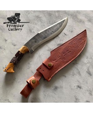 Custom Handcrafted Heavy Duty Machete – 11" Blade, Leather Sheath