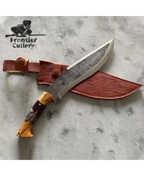 Custom Handcrafted Heavy Duty Machete – 11" Blade, Leather Sheath