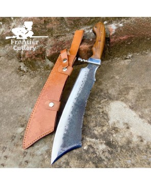 Handmade Carbon Steel Machete – 11.5" Blade, Rosewood Handle