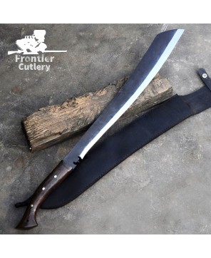 Hand-Forged Full Tang Machete – Carbon Steel Blade with Leather Sheath