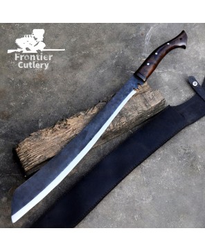 Hand-Forged Full Tang Machete – Carbon Steel Blade with Leather Sheath