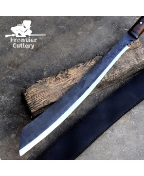 Hand-Forged Full Tang Machete – Carbon Steel Blade with Leather Sheath