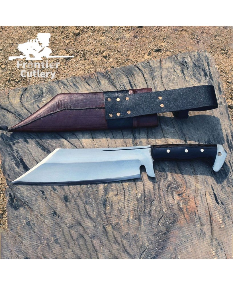 Handmade Full Tang Carbon Steel Hunting Machete with Leather Sheath