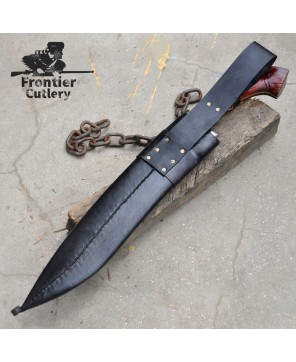 Heavy Duty Carbon Steel Jungle Machete with Rosewood Handle & Sheath