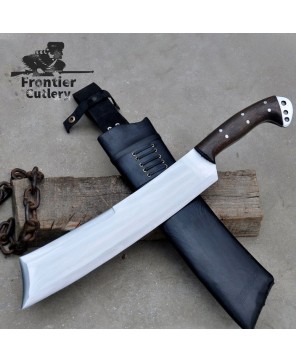 Heavy-Duty Carbon Steel Cleaver Machete with Rosewood Handle & Sheath