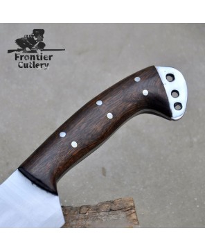 Heavy-Duty Carbon Steel Cleaver Machete with Rosewood Handle & Sheath