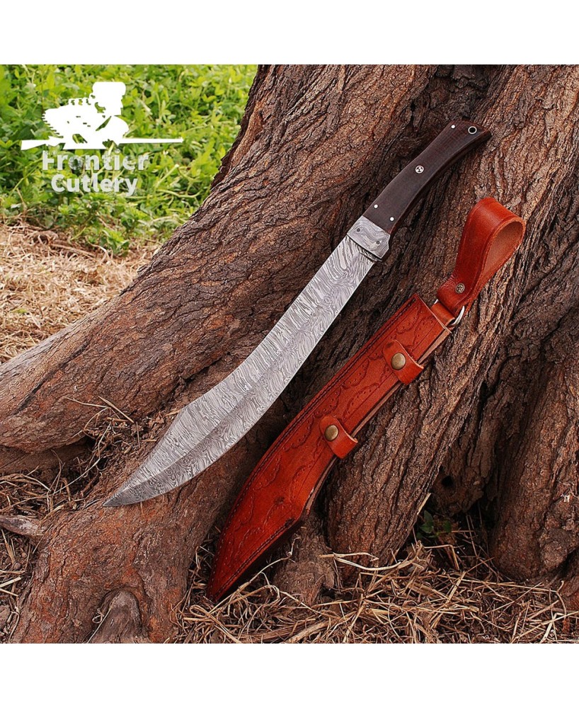 Handmade Damascus Steel Machete – Hunting & Survival Short Sword