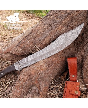 Handmade Damascus Steel Machete – Hunting & Survival Short Sword