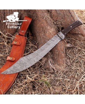 Handmade Damascus Steel Machete – Hunting & Survival Short Sword