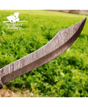 Handmade Damascus Steel Machete – Hunting & Survival Short Sword