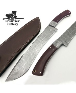 Handmade Damascus Utility Machete – Full Tang Survival Hunting Knife