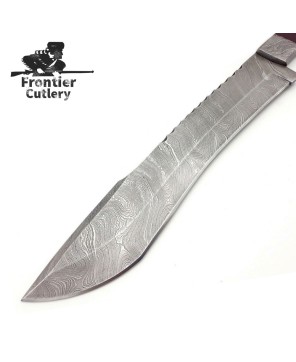 Handmade Damascus Utility Machete – Full Tang Survival Hunting Knife