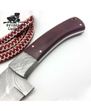 Handmade Damascus Utility Machete – Full Tang Survival Hunting Knife